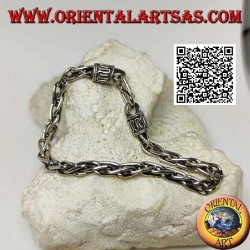 Bracciale in argento a maglia intrecciata con gancio a serpentina da 20,5 cm x 5 mm