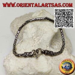 Bracelet à maillons "Borobudur" en argent (lien byzantin) avec crochet serpentin 21 cm x 3 mm