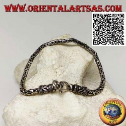Bracelet à maillons "Borobudur" en argent (lien byzantin) avec crochet serpentin 21 cm x 3 mm