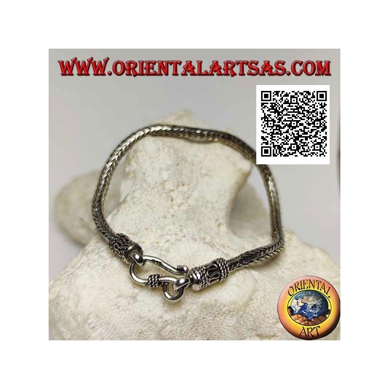Bracciale Argento Snake Indonesiano, Gancio Serpentina | Oriental Art