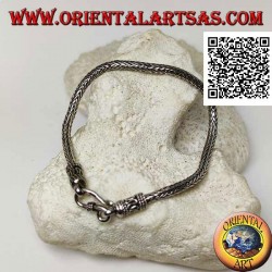 Pulsera de plata de eslabones de serpiente de Indonesia con gancho de serpentina de 21 cm x 3,5 mm
