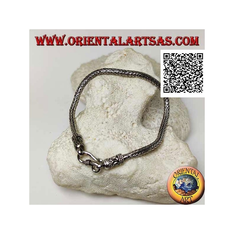 Bracciale Argento Snake Indonesiano, Gancio Serpentina | Oriental Art