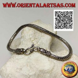 Bracelet à maillons serpent indonésien en argent avec crochet serpentin 21 cm x 3,5 mm