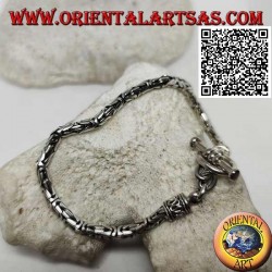 Silver "Borobudur" link bracelet (Byzantine link) with 22 cm x 4 mm circle clasp