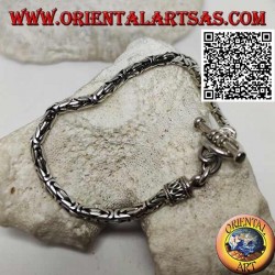 Silbernes "Borobudur" Gliederarmband (byzantinisches Glied) mit 22 cm x 4 mm Kreisverschluss
