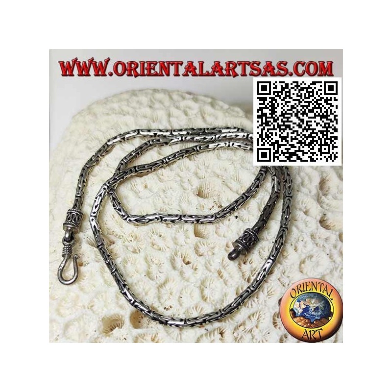 Collana in argento 925 ‰ a borobudur (maglia bizantina) da 47,5 cm x 3 mm