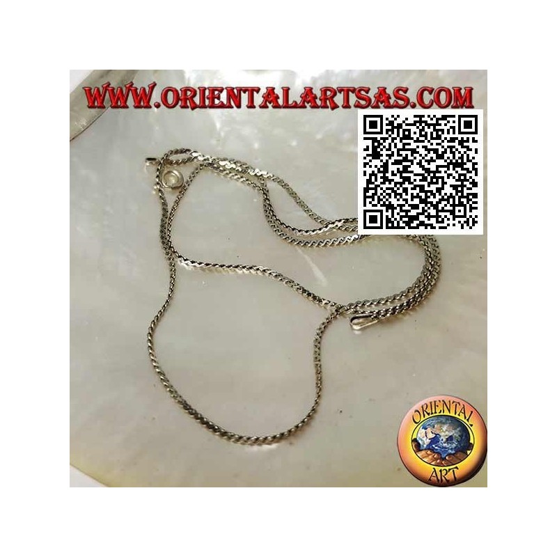 Collana in argento 925 ‰ a intreccio a due schiacciato da 45 cm x 0,5*1 mm