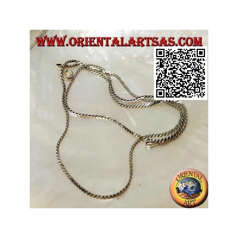 Collier en argent 925 ‰ écrasé à deux torsades de 45 cm x 0,5 * 1 mm