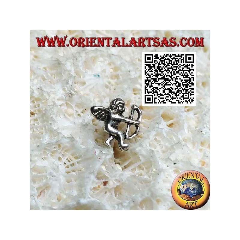 Mini boucle d'oreille en argent, l'ange cupidon qui tire la flèche