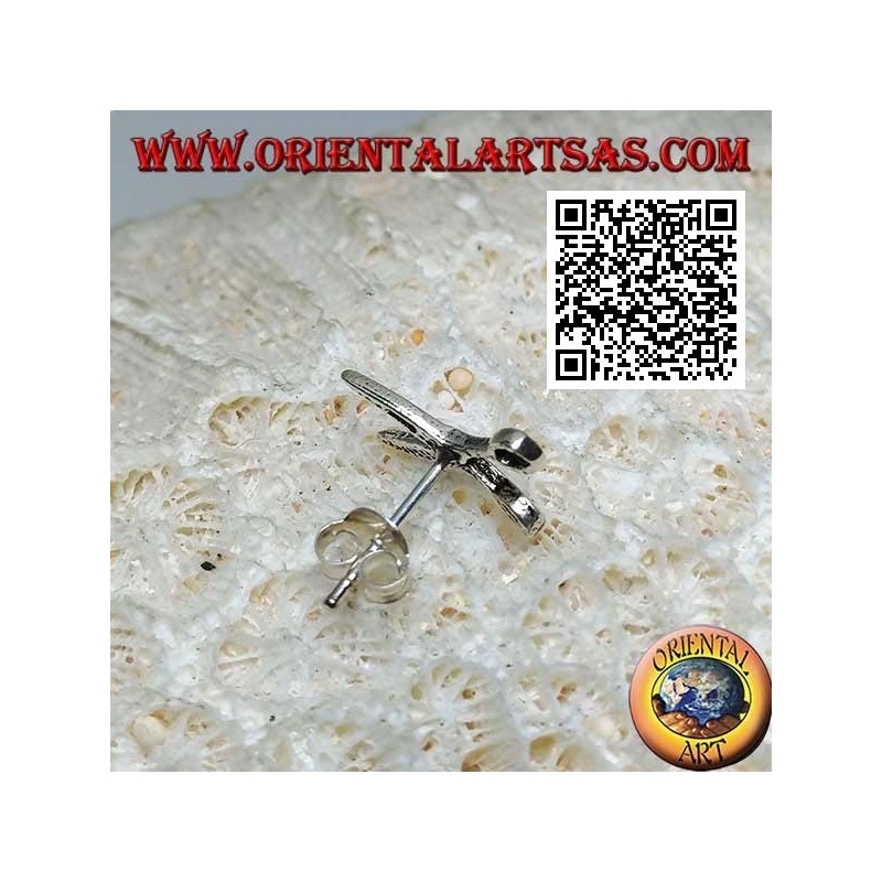 Mini boucle d'oreille en argent, ciseaux ouverts