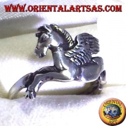 Pegasus anneau de cheval ailé, argent