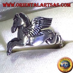 Pegasus anneau de cheval ailé, argent