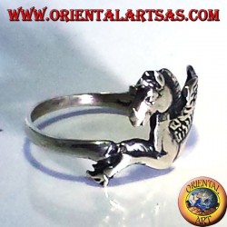 Pegasus anneau de cheval ailé, argent