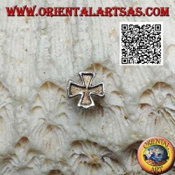 Mini silver earring, Templar cross concave inside