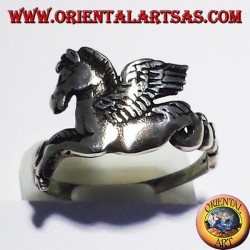 Pegasus anneau de cheval ailé, argent