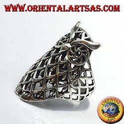 Silver ring, owl pierced