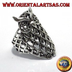 Bague en argent, hibou percé