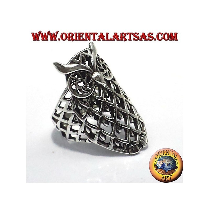 Silver ring, owl pierced
