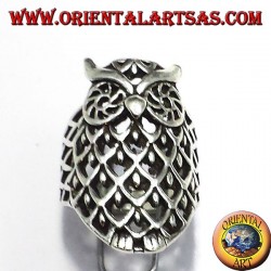 Bague en argent, hibou percé