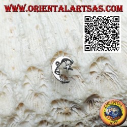 Mini orecchino d'argento, la mezzaluna con la stella (a)