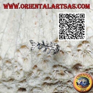 Boucle d'oreille mini argent, arête de poisson avec oeil