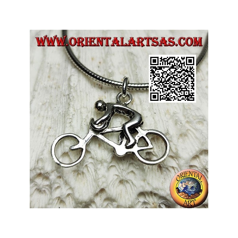 Pendentif en argent, le cycliste sprinter de course