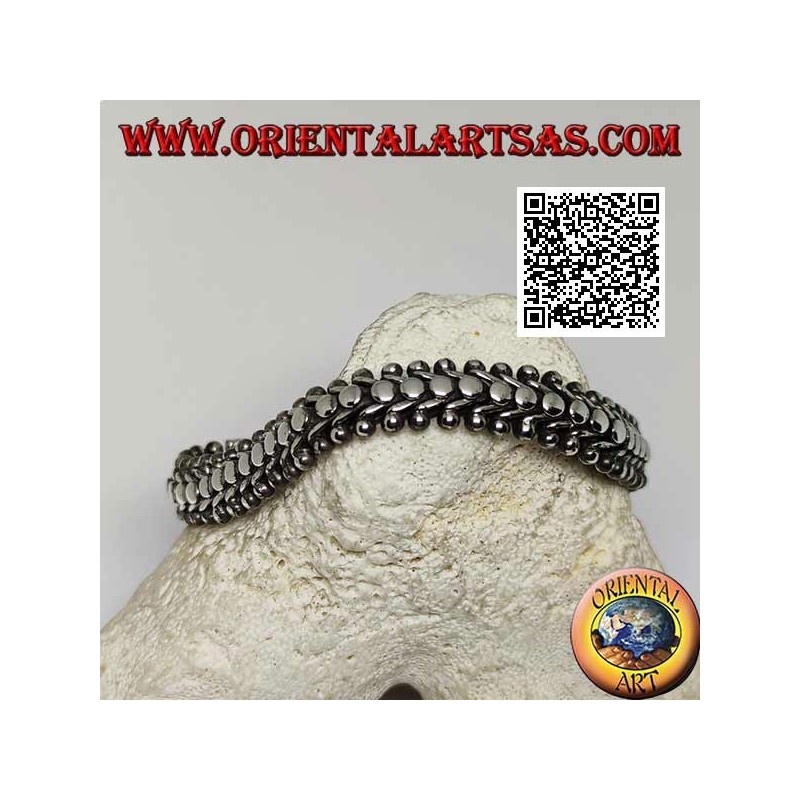22 cm x 11 * 5 mm glattes, flaches Tausendfüßler-Silberarmband