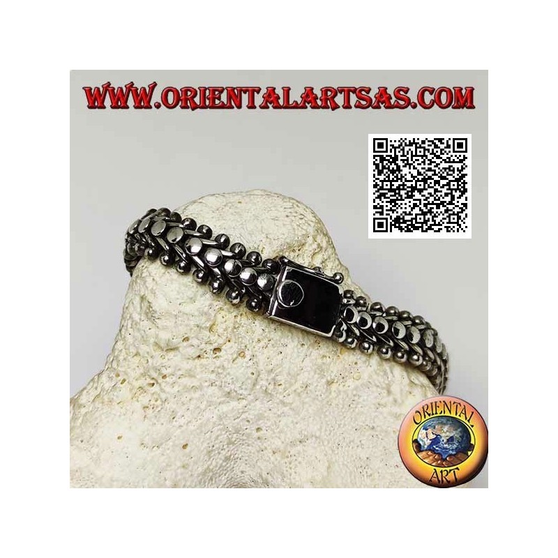 22 cm x 11 * 5 mm glattes, flaches Tausendfüßler-Silberarmband