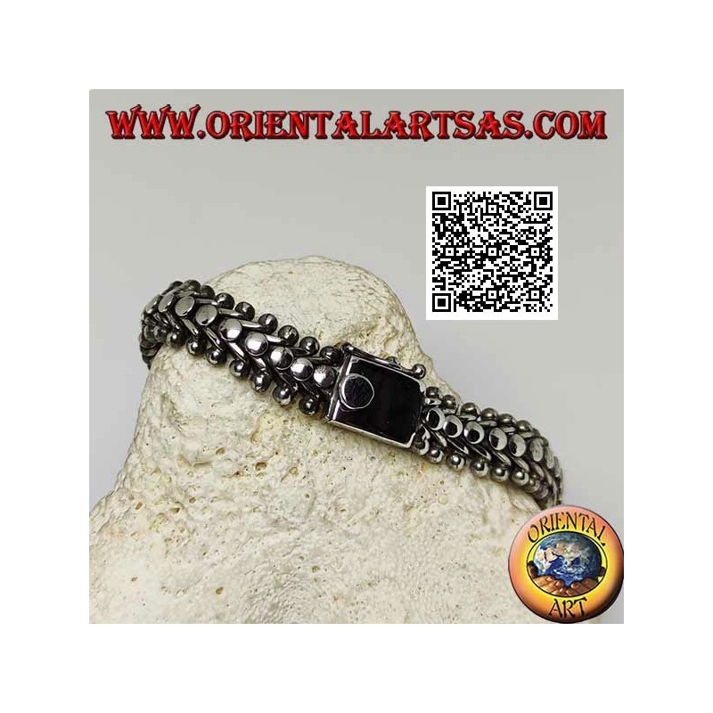 22cm x 11 * 5mm smooth flat millipede wide silver bracelet