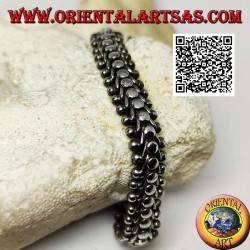 22cm x 11 * 5mm smooth flat millipede wide silver bracelet