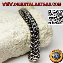 22cm x 11 * 5mm smooth flat millipede wide silver bracelet