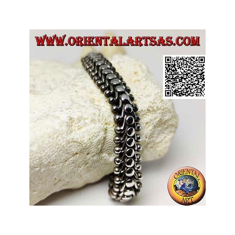 22 cm x 11 * 5 mm glattes, flaches Tausendfüßler-Silberarmband