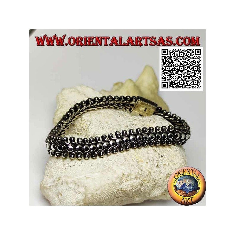 22 cm x 11 * 5 mm glattes, flaches Tausendfüßler-Silberarmband
