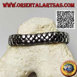 Bracciale in argento piatto, largo e liscio di dischetti e rombi da 20 cm x 12*5 mm