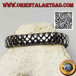Flat, wide and smooth silver bracelet of discs and rhombuses of 20 cm x 12 * 5 mm