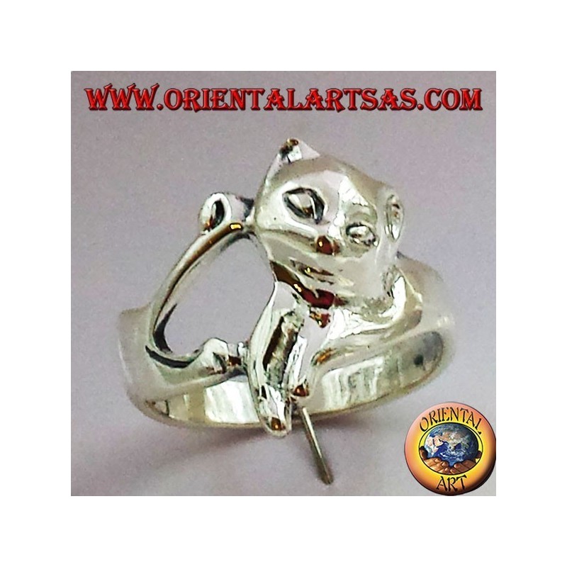 Anello gatto (micio) in argento