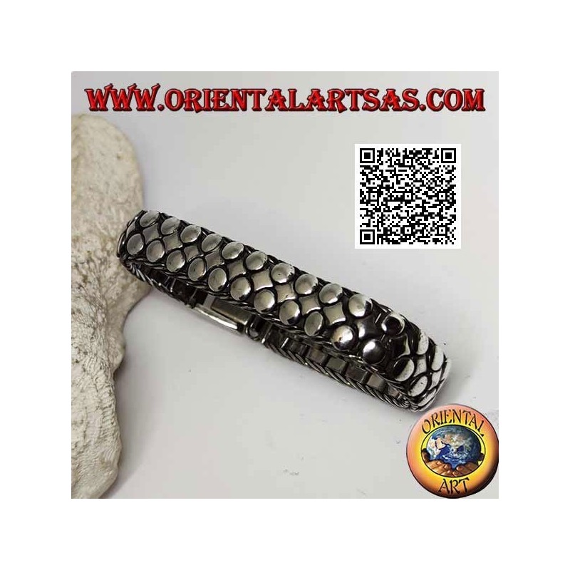 Pulsera de plata plana, ancha y lisa de discos y rombos 20 cm x 12 * 5 mm