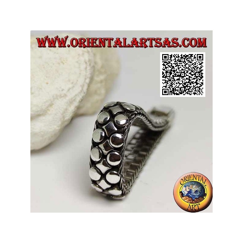 Pulsera de plata plana, ancha y lisa de discos y rombos 20 cm x 12 * 5 mm