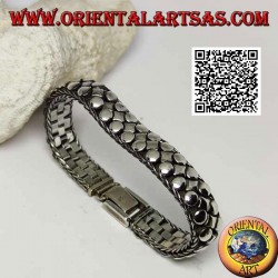 Flaches, breites und glattes Silberarmband aus Scheiben und Rauten 20 cm x 12 * 5 mm