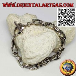 Silberarmband mit 23 cm x 9 mm langen, länglichen ovalen Ringen