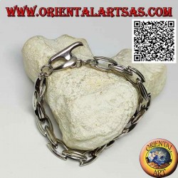 Silver clasp bracelet with 23 cm x 9 mm elongated oval rings