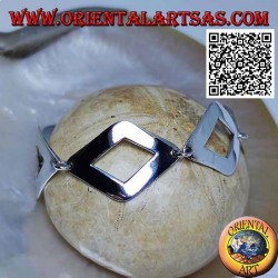 Bracciale in argento a 5 rombi lisci forati leggermente bombati da 20,5 cm 