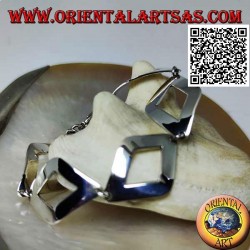 Bracelet en argent avec 5 losanges lisses perforés légèrement arrondis 20,5 cm