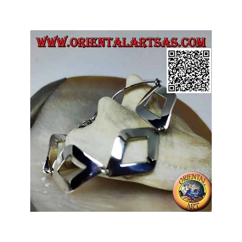 Silver bracelet with 5 smooth slightly rounded perforated rhombuses of 20.5 cm