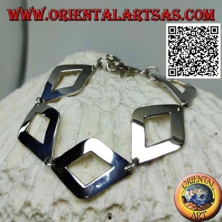 Bracciale Argento 5 Rombi Lisci Bombati 20,5cm | Oriental Art