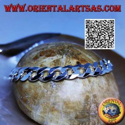 Bracciale in argento liscio a catena groumette diamantata da 20 cm x 8*2 mm
