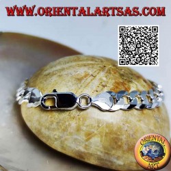 Bracelet en argent lisse avec chaîne groumette diamant 20 cm x 8 * 2 mm