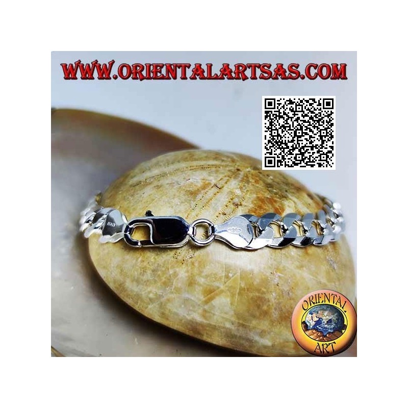 Bracciale Argento Groumette Diamantata 8x2mm | Oriental Art