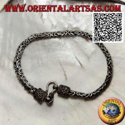 18,5 cm x 4 * 3 mm Crushed "Borobudur" (byzantinisches Glied) Mesh Silver Bracelet