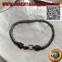Pulsera de plata de malla de 18,5 x 4 x 3 mm triturada "Borobudur" (enlace bizantino)